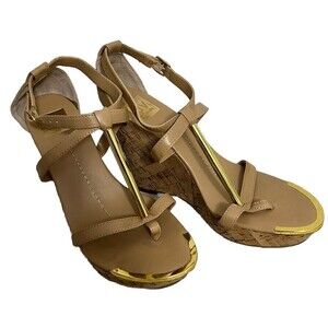 Dolce Vita Women's 9 Straps Wedge Heels Gold Trim